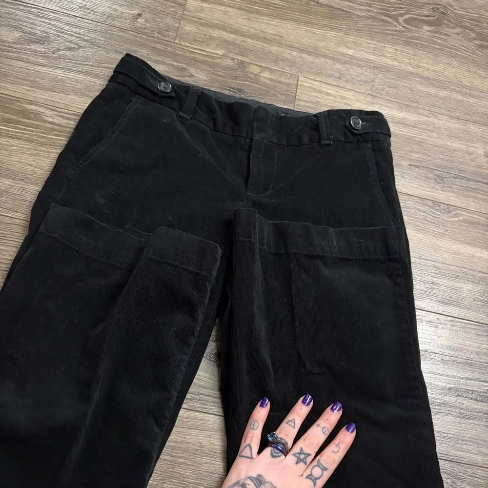 90s Vintage Eddie Bauer Velvet Corduroy Flare Tailored Pants (Black) Size 2P